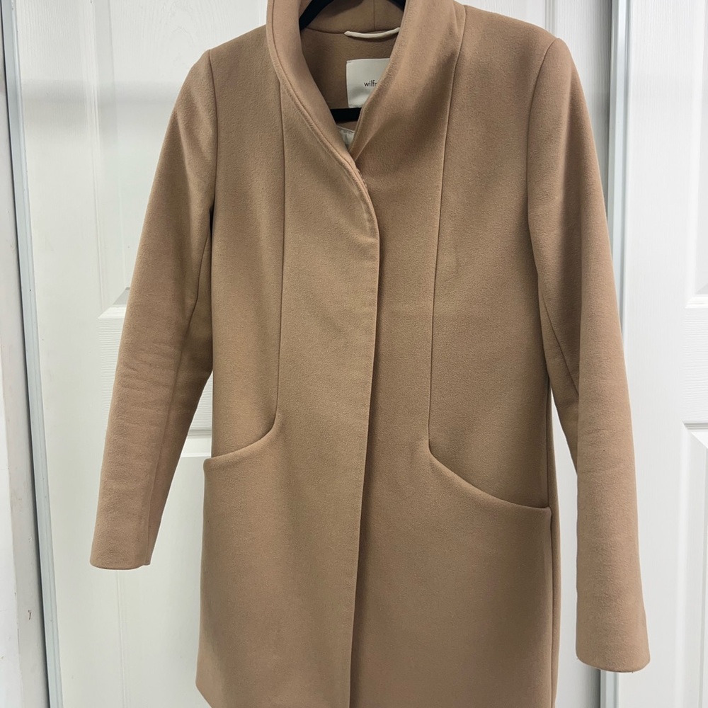 Wilfred Tan Pea Coat with Stand-Up Collar
